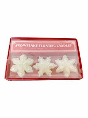 Vintage NWT Williams Sonoma Floating Candle Set of 3 Snowflakes White Silver